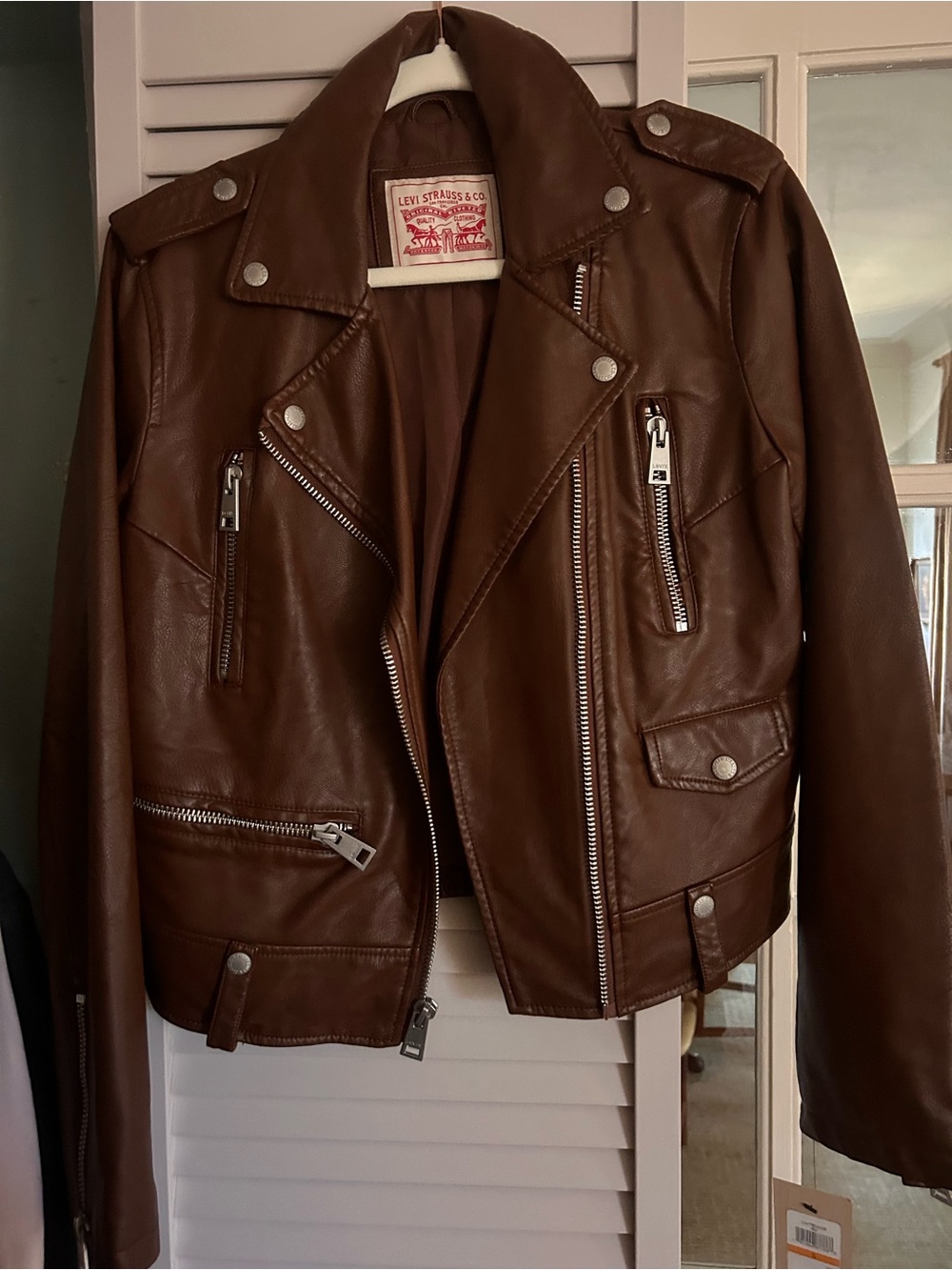 NWT Levi's Brown Faux Leather Moto Jacket